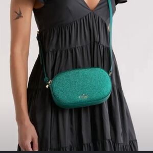Kate Spade-Glimmer Glitter Camera / Crossbody Bag (Green Teal)